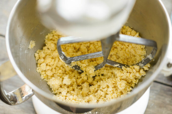 tart dough in a stand mixer