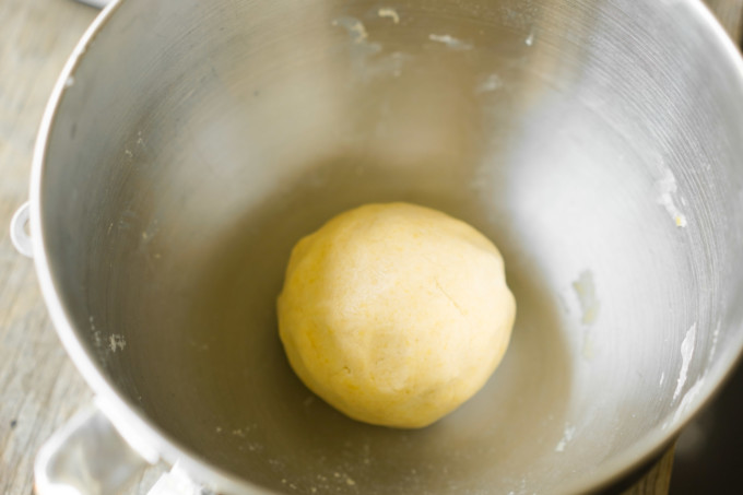 dough ball in stand mixer bowl