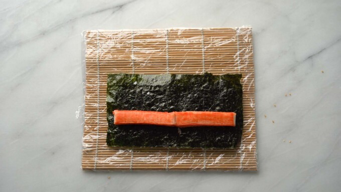 flipped over seaweed with kani added