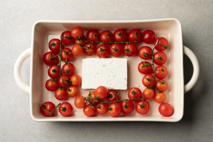 cherry tomatoes and feta cheese
