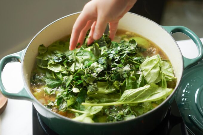 adding moringa leaves