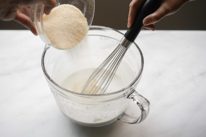 adding sugar to the batter