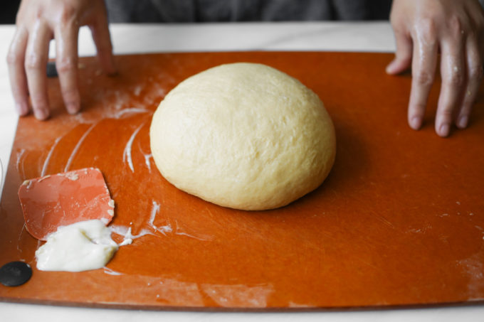 dough after kneading butter into it