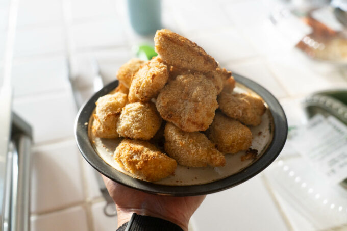 plate of air fried chicken bites