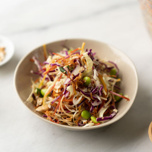 Asian Coleslaw Recipe w/ Easy Sesame Vinaigrette Dressing