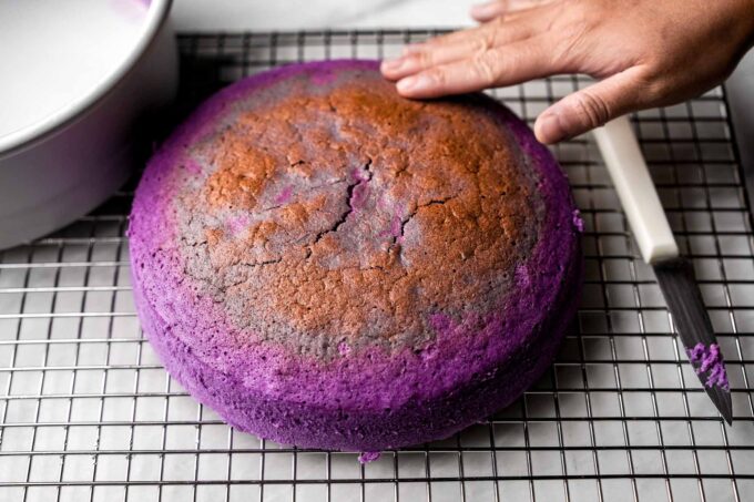 baked ube cake top