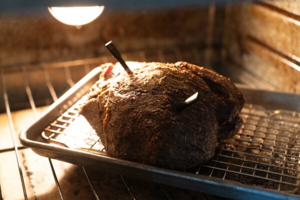 baked beef top round roast in oven
