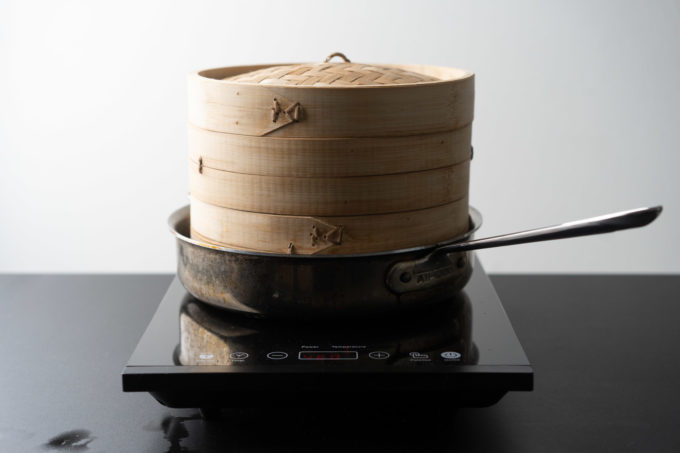portable stove with bamboo steamer