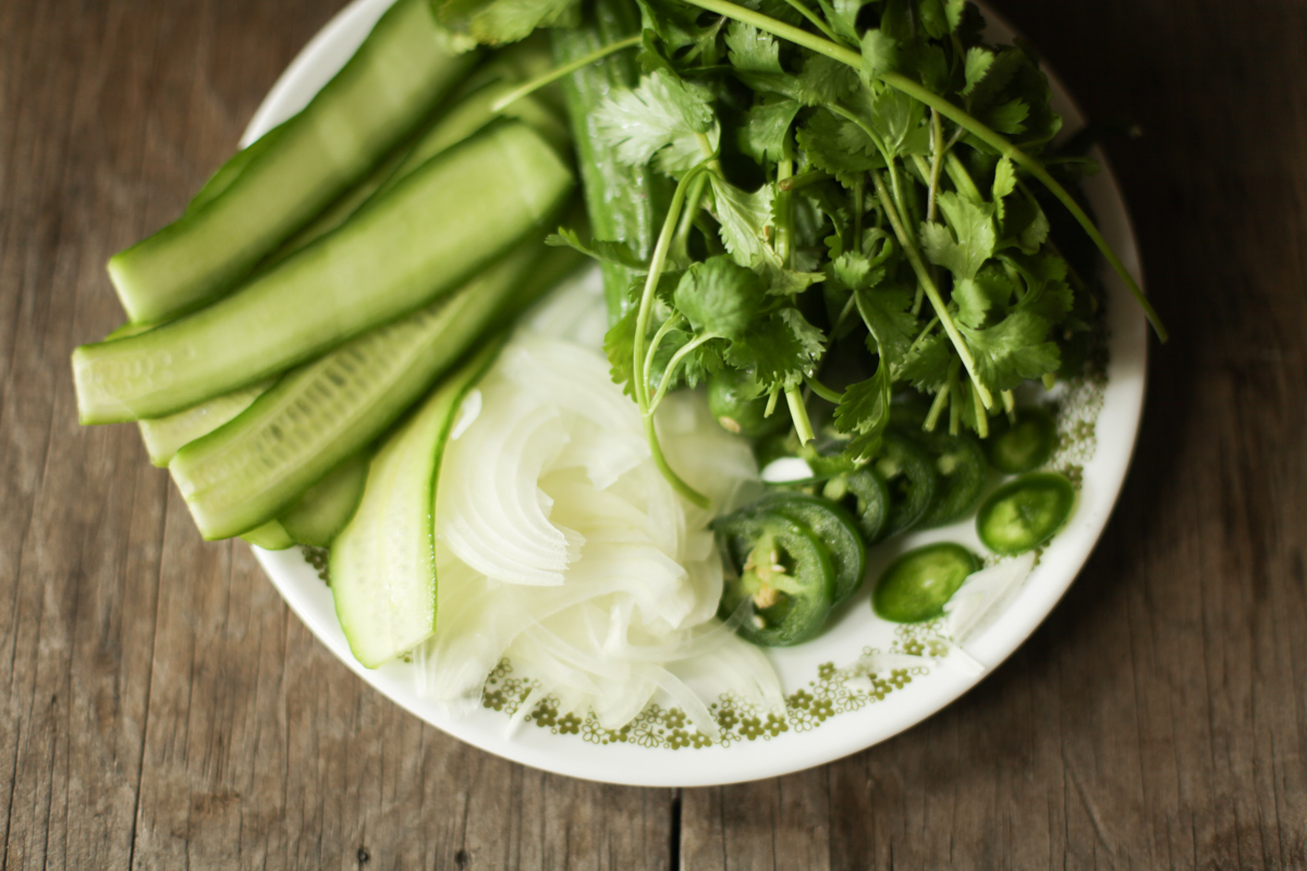 prepared veggies for banh mi