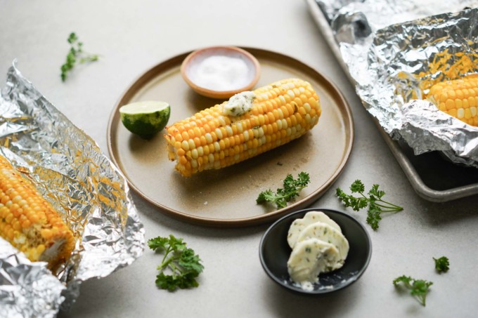 grilled corn on the cob in foil