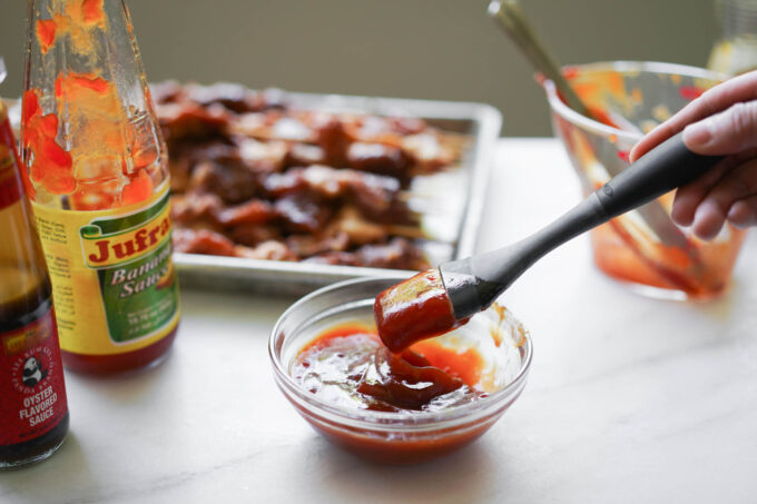 bbq glaze on a basting brush