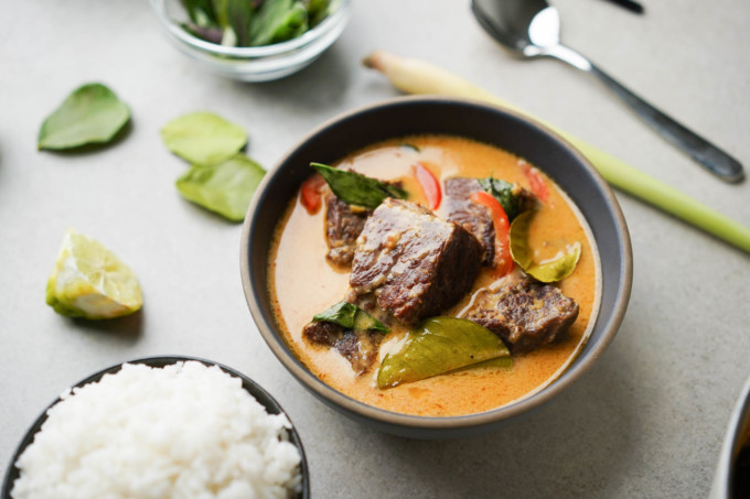 bowl of Thai panang curry with beef