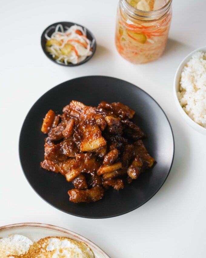 pork tocino with atchara on the side