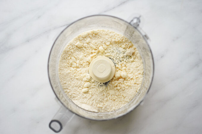 rough puff pastry dough in food processor bowl