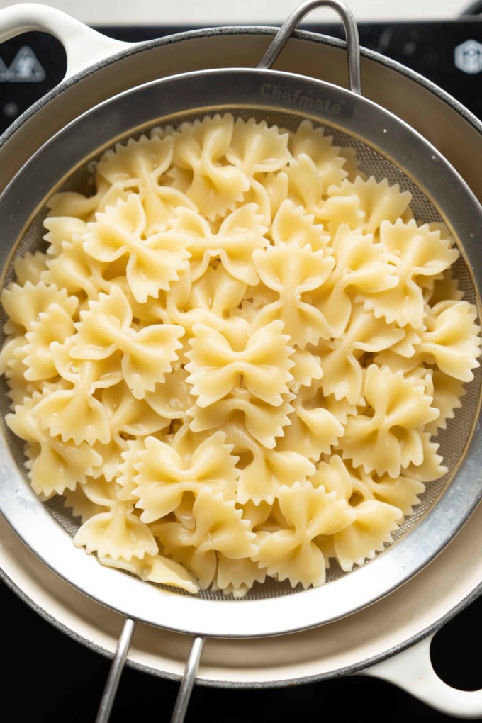 boiled bowtie pasta