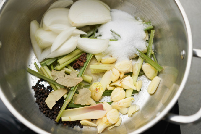 brining ingredients in a pot