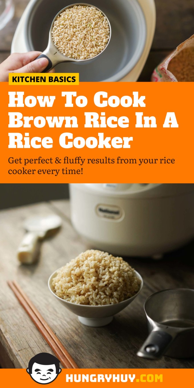 brown rice in rice cooker pin