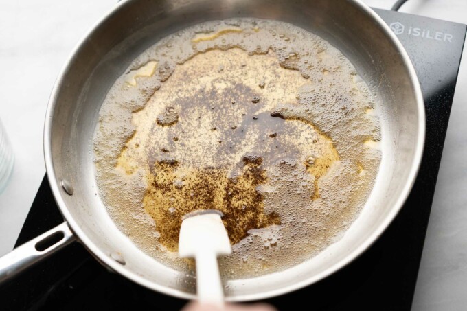 browned butter in pan
