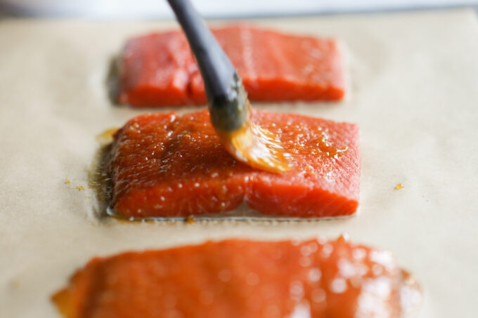 brushing on miso glaze