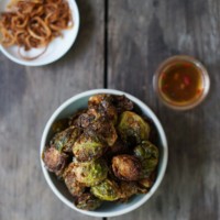 crispy brussels sprouts and sauce