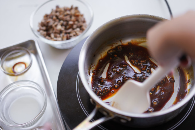 making char siu sauce in a pot
