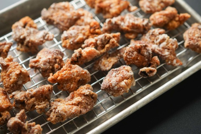 tray of fried chicken karaage
