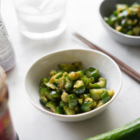 Chinese cucumber salad closeup