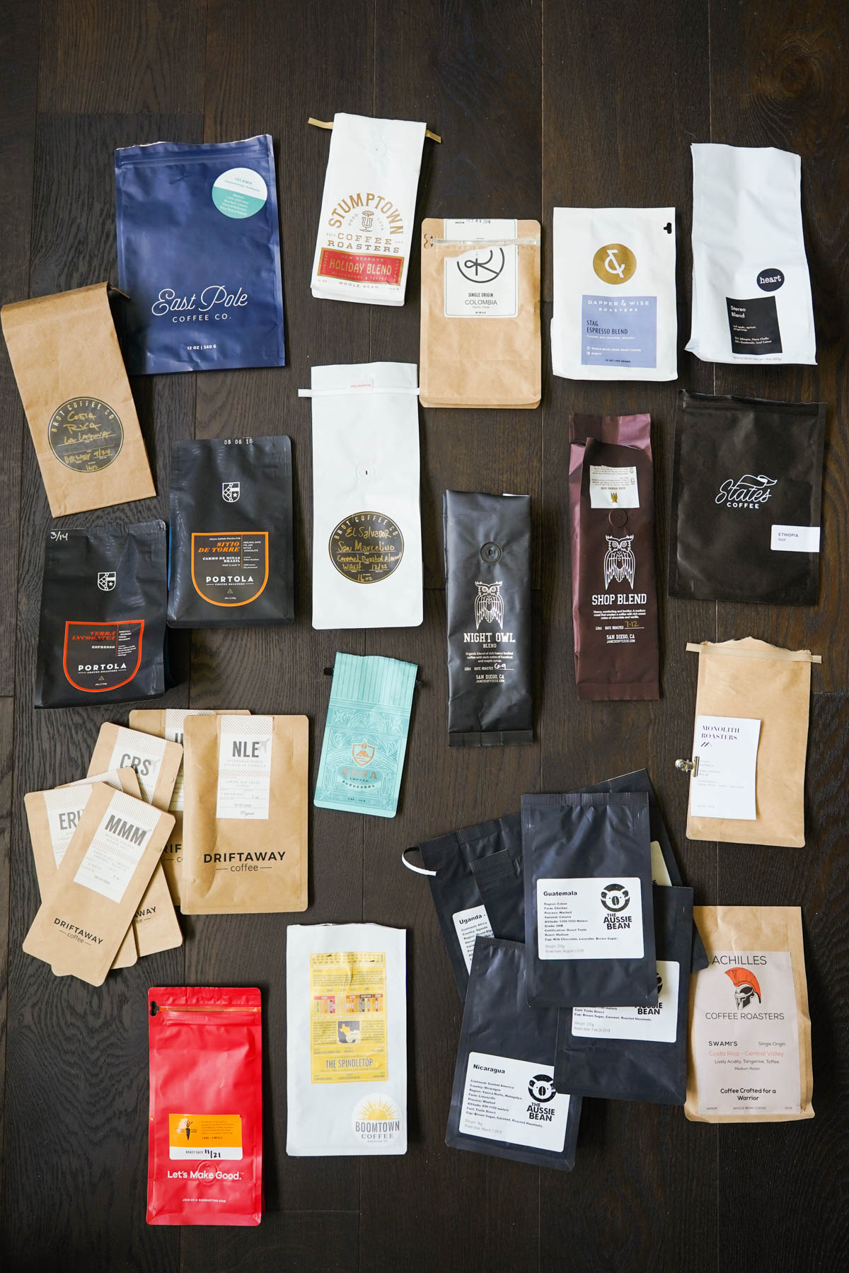 coffee bags from around the country