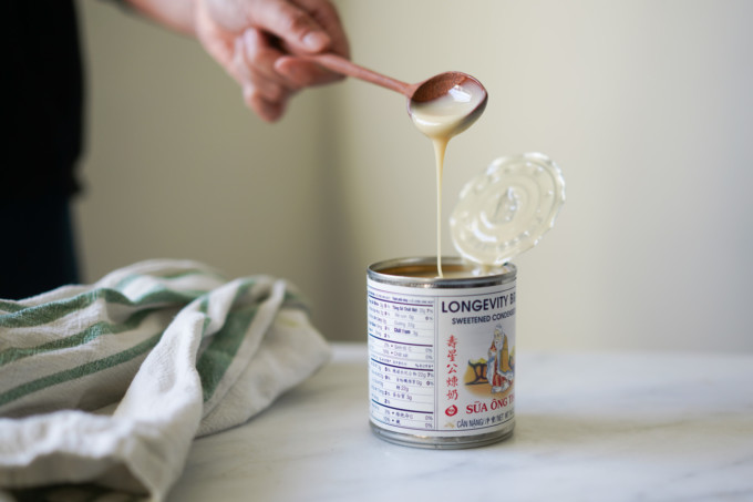 thick condensed milk with spoon