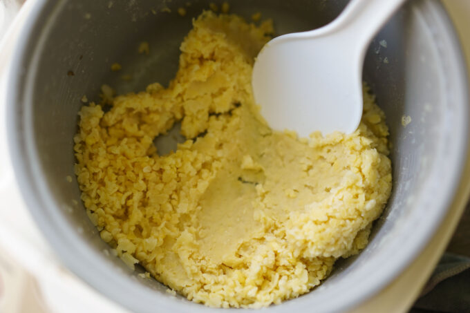 cooked mung beans in a rice cooker