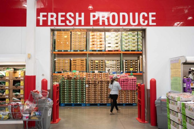 refrigerated fresh produce room at Costco