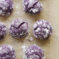 ube crinkle cookie closeup