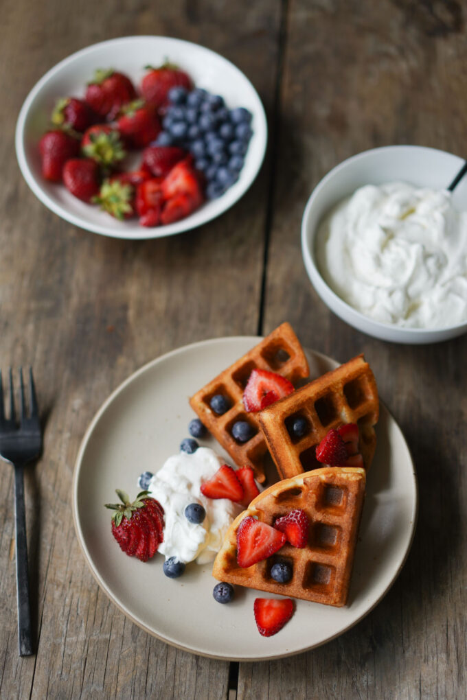 Mini Belgian Waffles With Fresh Berries And Maple Syrup by kitchnkid, Quick & Easy Recipe