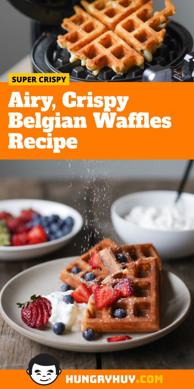 crispy belgian waffles Pinterest image