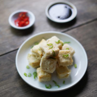 crispy deep fried tofu plate with sauces