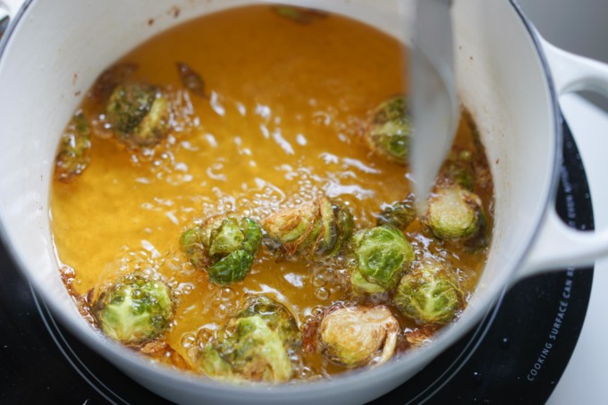 deep fat frying brussels sprouts in oil