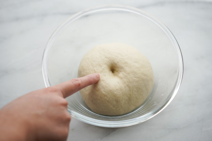 poked ball of dough