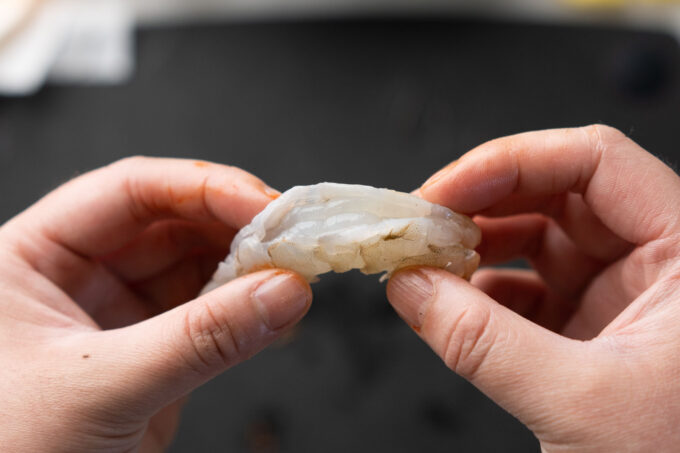 back of shrimp with vein removed