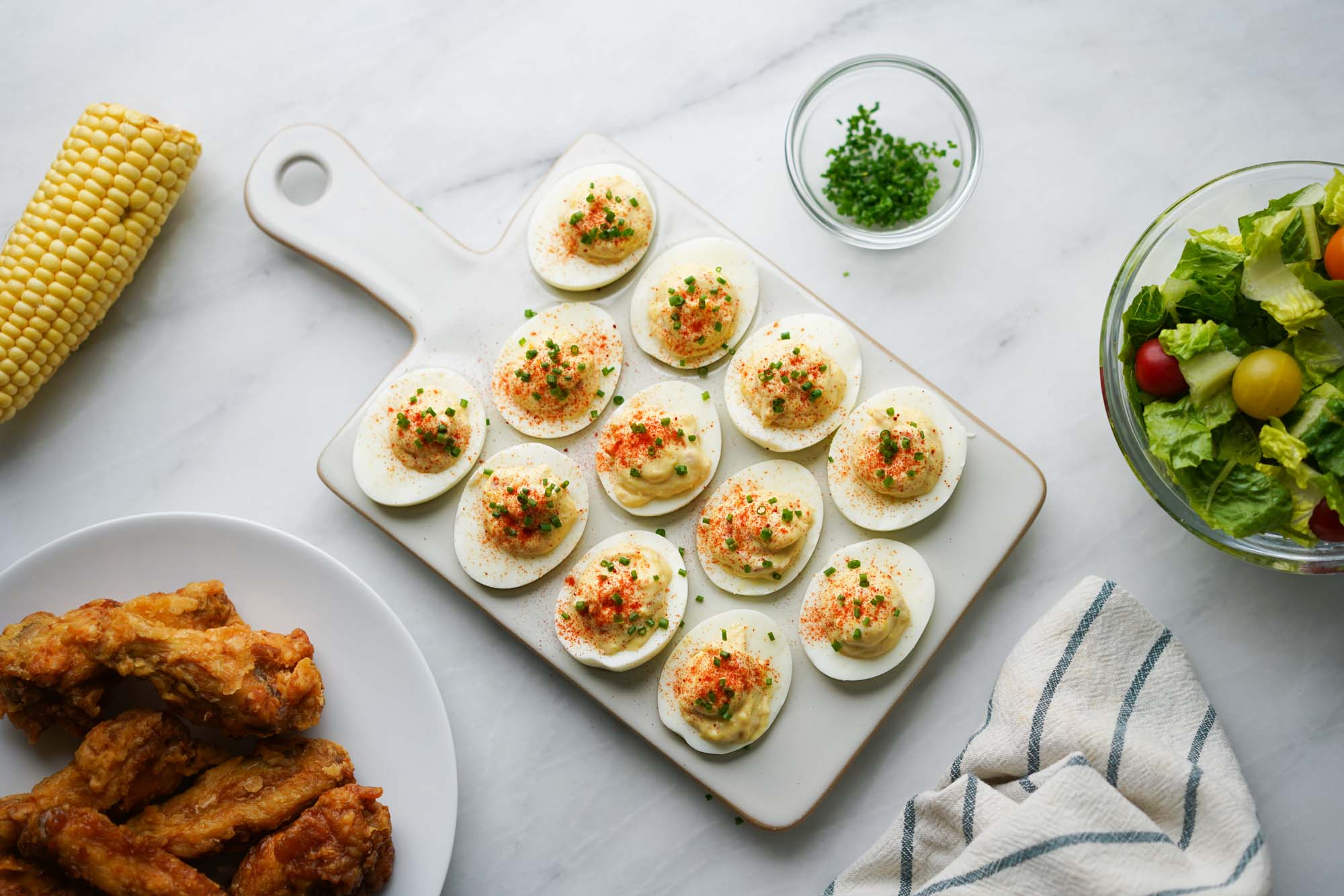 tray of deviled eggs