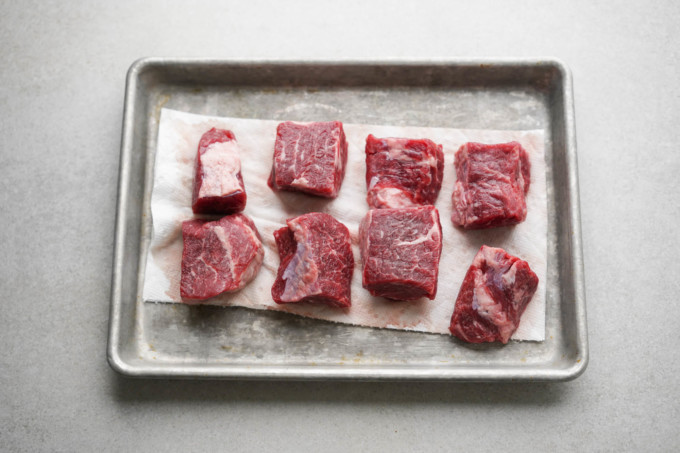 cut, seasoning, and drying beef cubes
