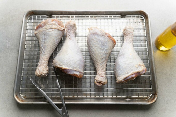 turkey legs on drying rack