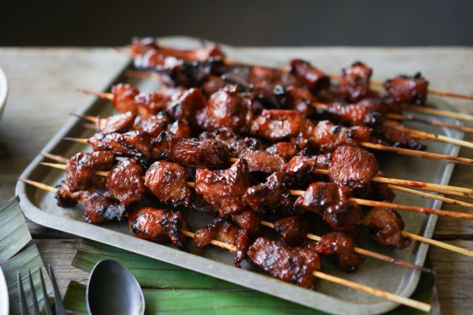 Filipino BBQ pork skewers