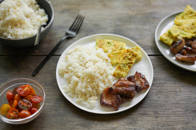 plate of Filipino breakfast served with garlic rice