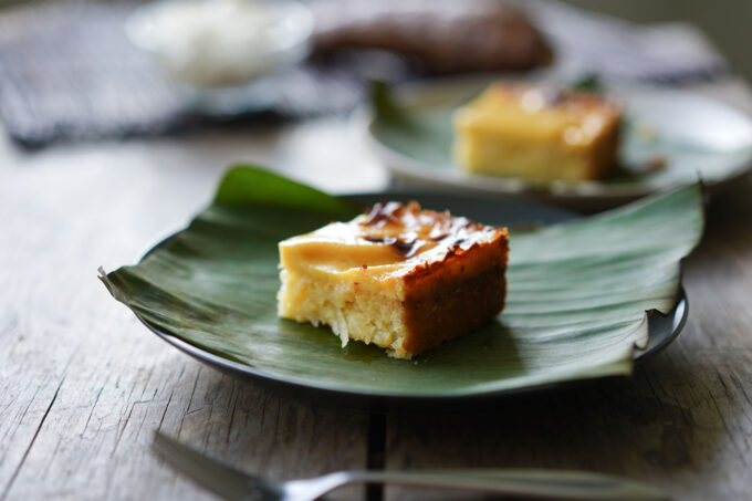 slice of Filipino cassava cake