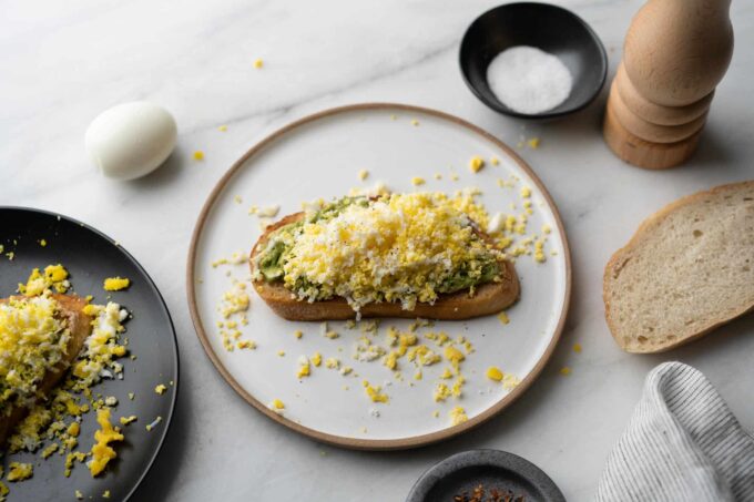 grated egg avocado toast