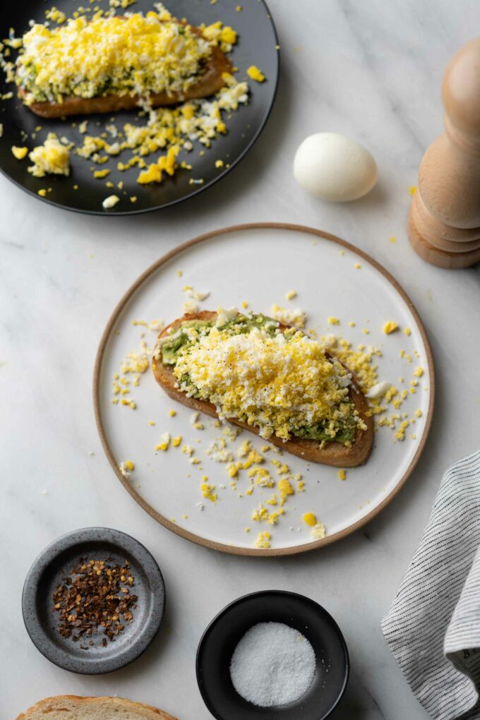 grated egg avocado toast