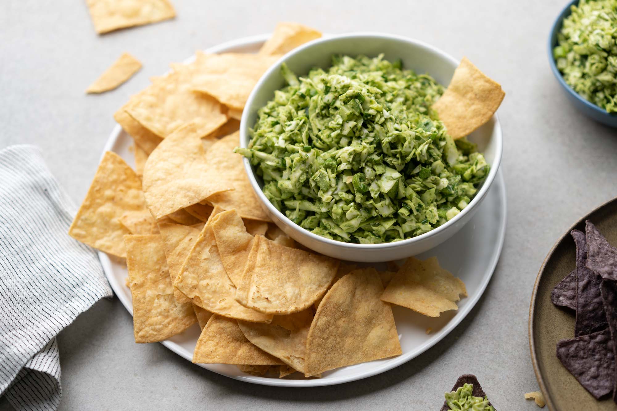 green goddess salad with chips