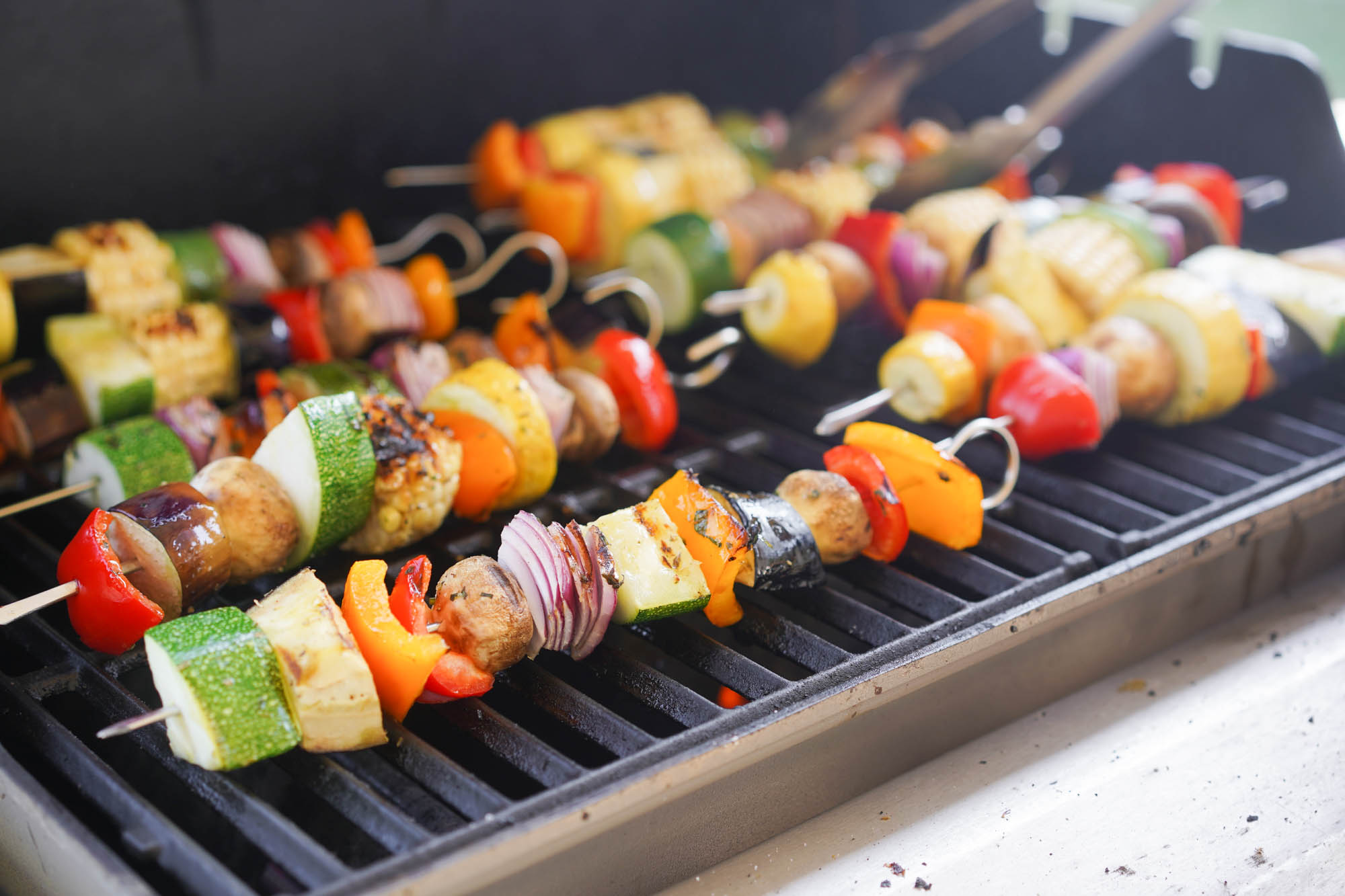 grilled vegetable skewers on bbq