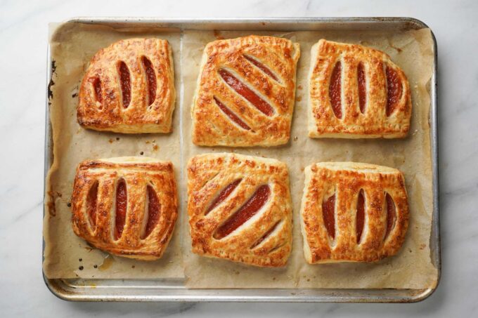 baked guava cheese pastries on sheet pan