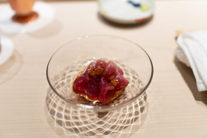 Hatano Yoshiki course - tuna with marinated onion jelly